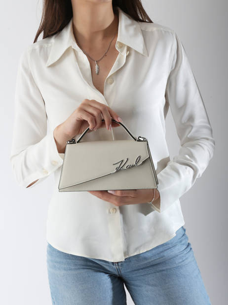 Sac Bandoulière K Signature Cuir Karl lagerfeld Blanc k signature A1W30458 vue secondaire 1