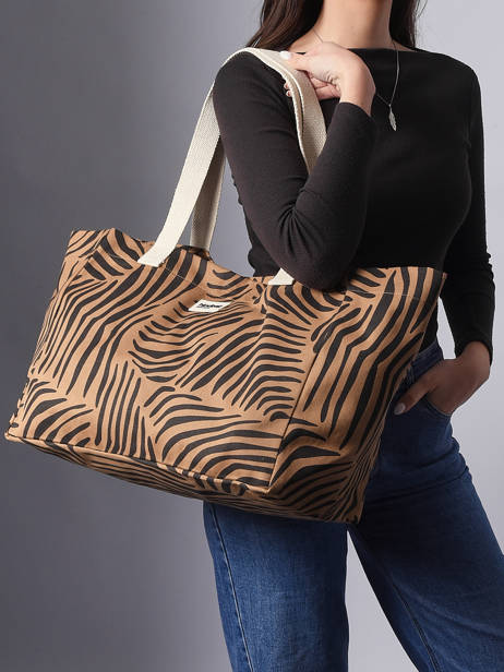 Sac Porté épaule Tigre Coton Hindbag Marron tigre TI vue secondaire 1