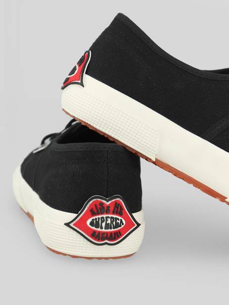 Sneakers 2750 Black Red Lips Superga Noir women S61235W vue secondaire 4
